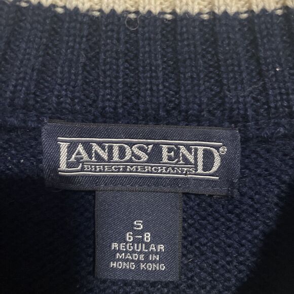 Vintage Lands End Wool Pullover Nordic Fair Isle Ski Sweater Unisex Size Small - Picture 3 of 4